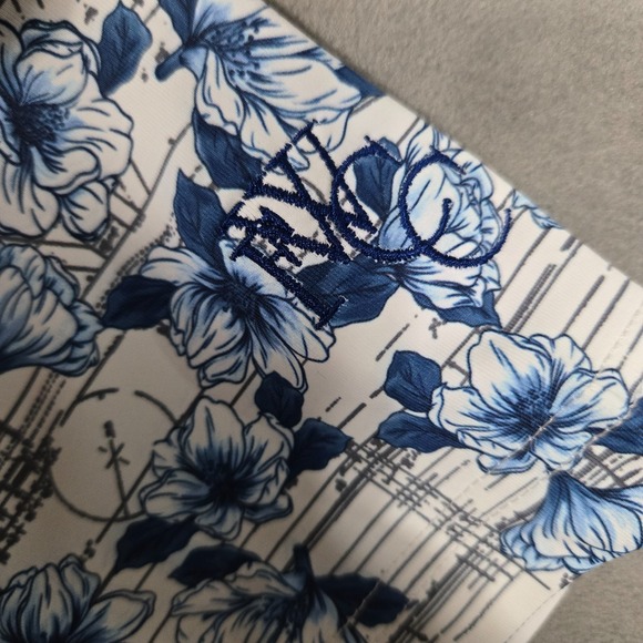 William Murray Golf Polo Mens XL Blue white Floral AOP Performance Stretch - Picture 10 of 11